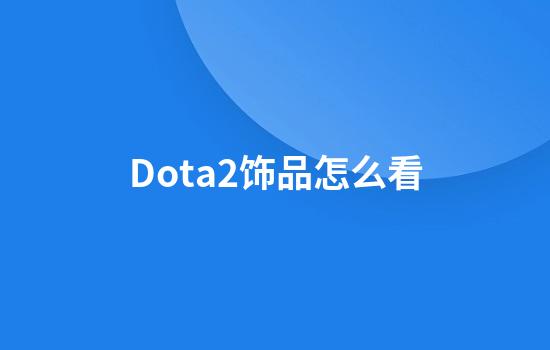 Dota2饰品怎么看