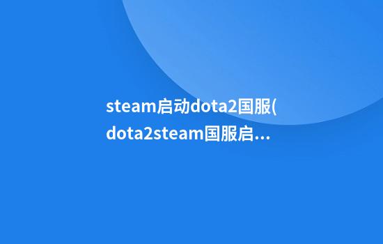 steam启动dota2国服(dota2steam国服启动项)