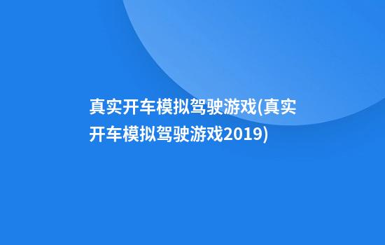 真实开车模拟驾驶游戏(真实开车模拟驾驶游戏2019)