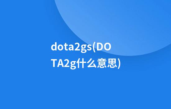 dota2gs(DOTA2g什么意思)