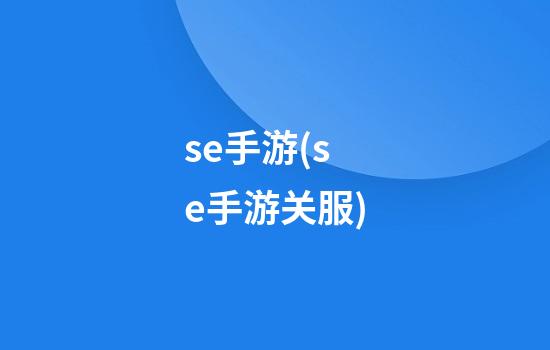 se手游(se手游关服)