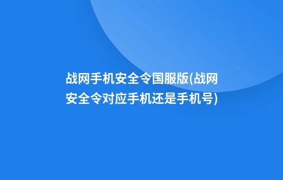 战网手机安全令国服版(战网安全令对应手机还是手机号)