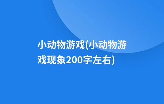 小动物游戏(小动物游戏现象200字左右)