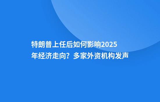 特朗普上任后如何影响2025年经济走向？多家外资机构发声