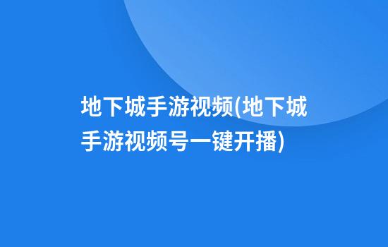 地下城手游视频(地下城手游视频号一键开播)