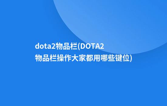 dota2物品栏(DOTA2物品栏操作大家都用哪些键位)