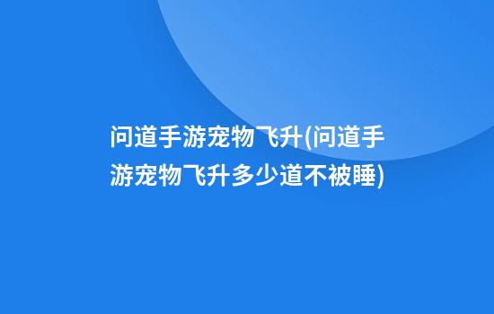 问道手游宠物飞升(问道手游宠物飞升多少道不被睡)