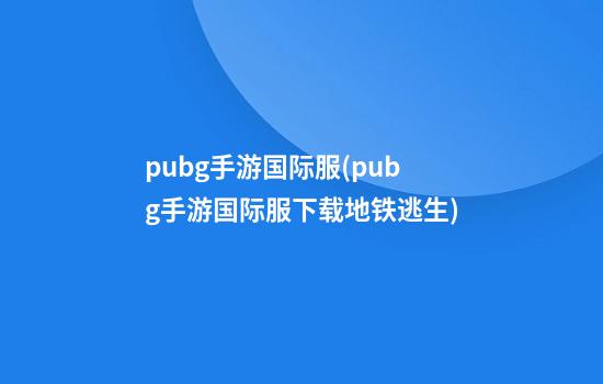 pubg手游国际服(pubg手游国际服下载地铁逃生)