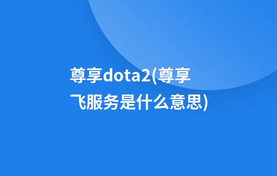 尊享dota2(尊享飞服务是什么意思)