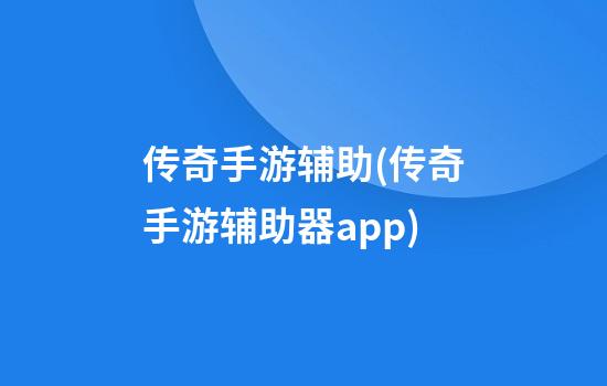 传奇手游辅助(传奇手游辅助器app)