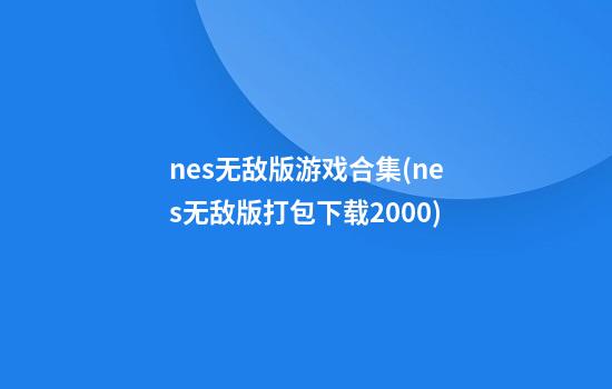 nes无敌版游戏合集(nes无敌版打包下载2000)