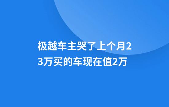 极越车主哭了上个月23万买的车现在值2万