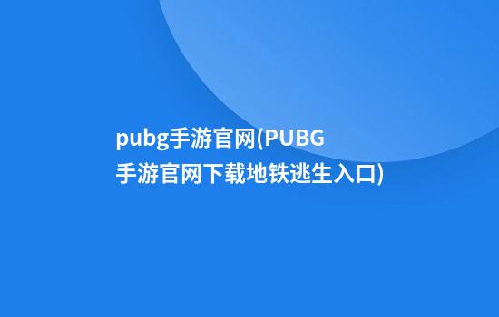 pubg手游官网(PUBG手游官网下载地铁逃生入口)