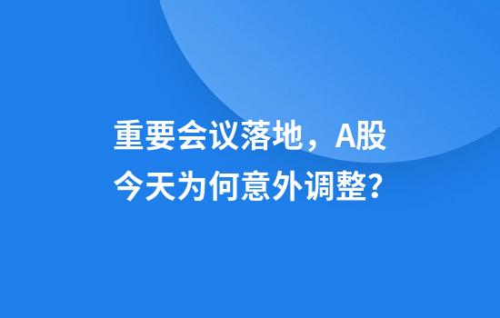 重要会议落地，A股今天为何意外调整？