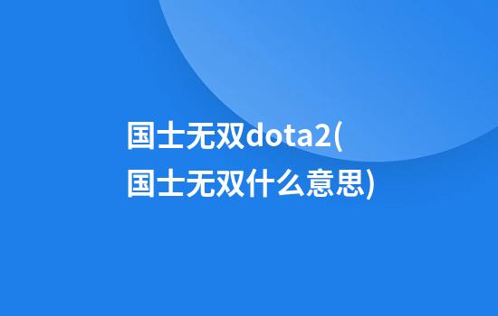 国士无双dota2(国士无双什么意思)