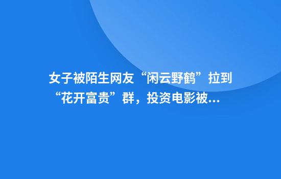 女子被陌生网友“闲云野鹤”拉到“花开富贵”群，投资电影被骗走40万