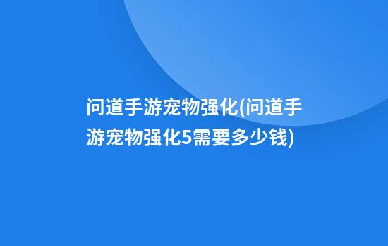 问道手游宠物强化(问道手游宠物强化5需要多少钱)