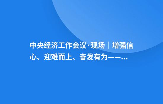 中央经济工作会议·现场｜增强信心、迎难而上、奋发有为——与会同志谈贯彻落实中央经济工作会议精神