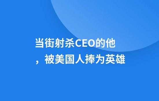 当街射杀CEO的他，被美国人捧为英雄